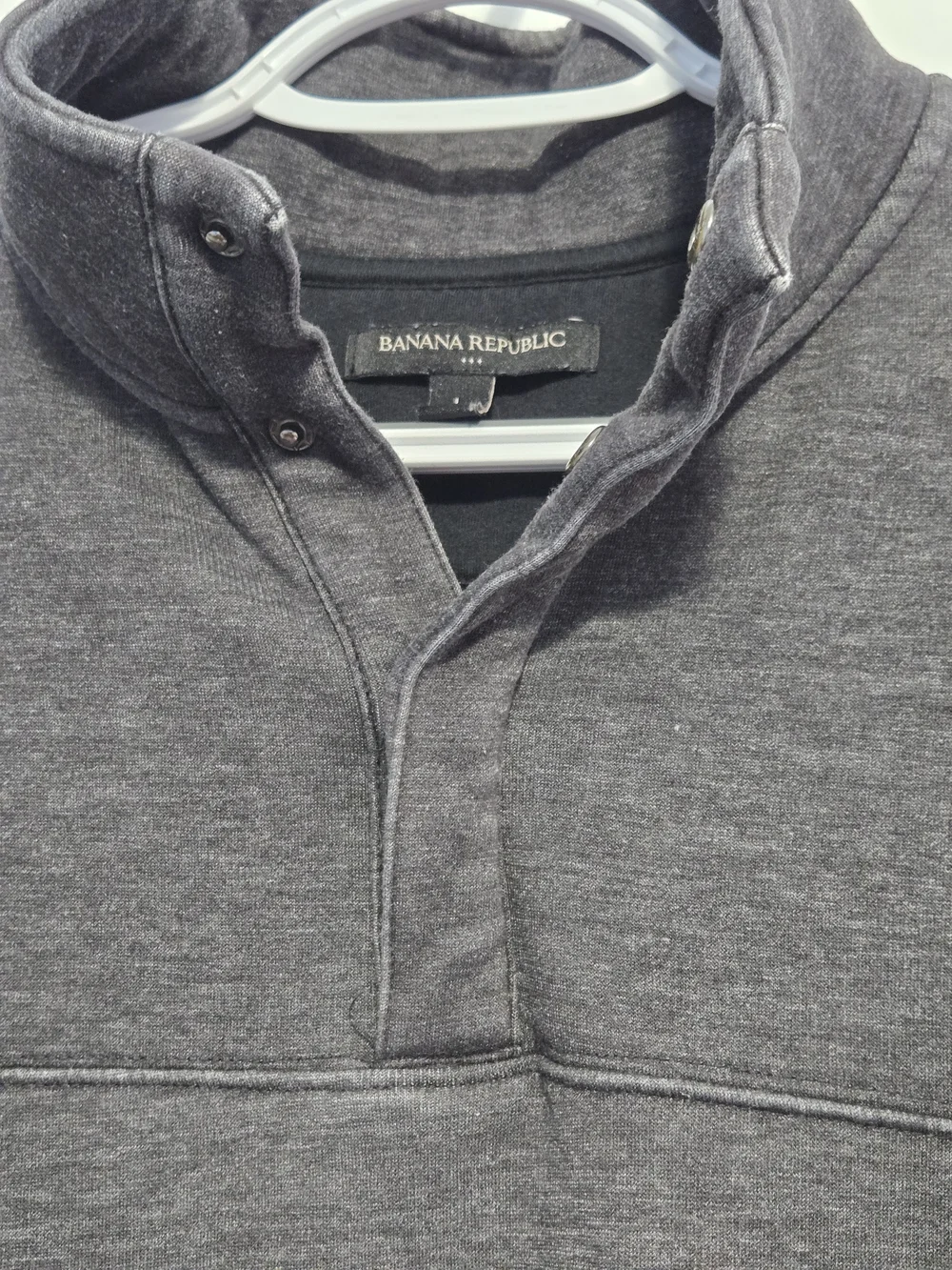 Banana Republic Gray Mock Neck Snap Pullover Sweatshirt Large